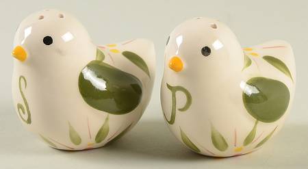 Old World Green Figural Salt and Pepper