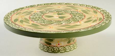 Old World Green 9" Diameter Pedestal Cake Stand