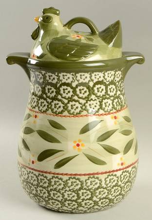 Old World Green Large Canister & Lid