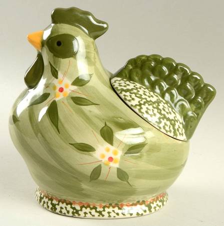 Old World Green Figural Spice Jar & Lid
