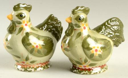 Old World Green Figural Salt and Pepper