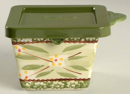 Old World Green Individual Square Baker & Plastic Lid