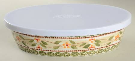 Old World Green 12" Oval Baker & Tabless Plastic Storage Cover