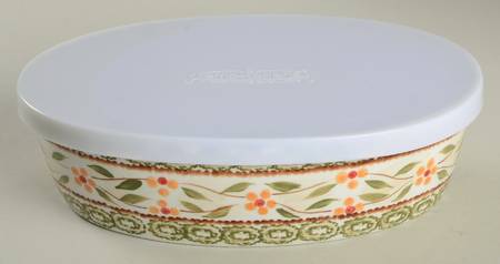 Old World Green 10" Oval Baker & Tabless Plastic Storage Cover