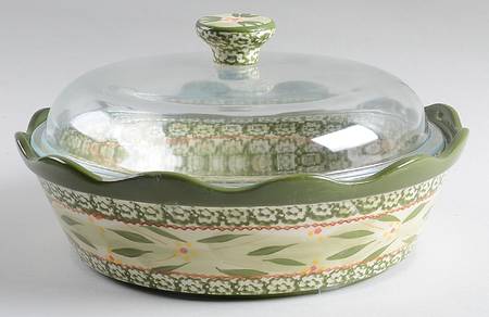 Old World Green 2.5 Qt Round Casserole & Glass Lid