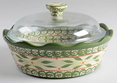 Old World Green 1.5 Qt Round Covered Casserole with Glass Lid