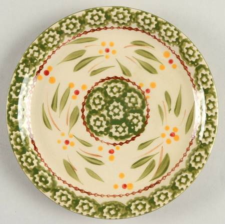 Old World Green Ceramic Plate for Glass Candle Jar