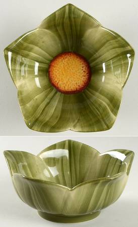 Old World Green Petal Bowl