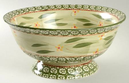 Old World Green Ceramic Colander