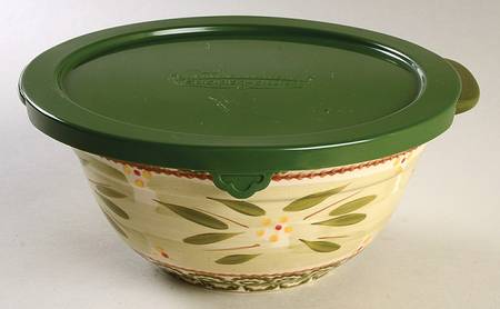 Old World Green 9" Mixing Bowl & Plastic Lid