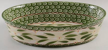 Old World Green 12" Oval Baker