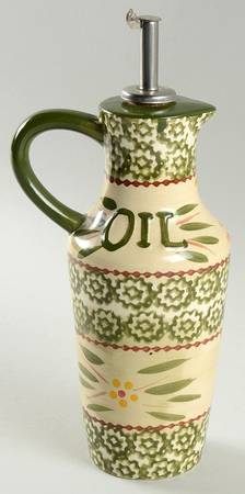 Old World Green Oil Jar & Drizzle Spout