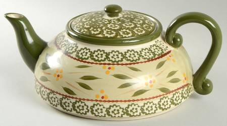 Old World Green Teapot & Lid