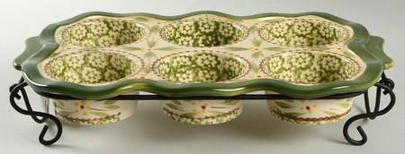 Old World Green Muffin Pan (Holds 6 Muffins) & Metal Stand