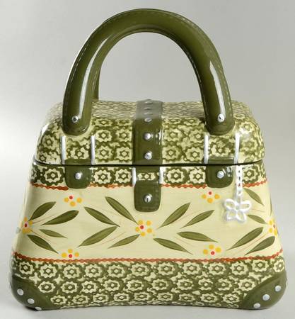 Old World Green Figural Cookie Jar & Lid