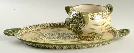 Old World Green Soup Mug & Sandwich Set