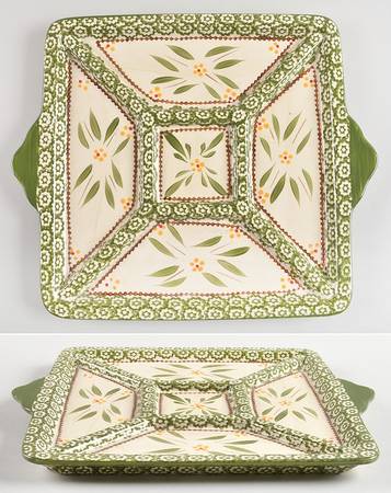 Old World Green 13" Square Divided Lid-It (Tray Or Baker Lid)