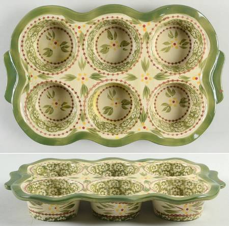 Old World Green Muffin Pan (Holds 6 Muffins)