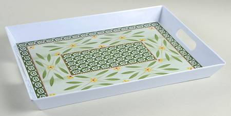 Old World Green 15" Rectangular Melamine Tray