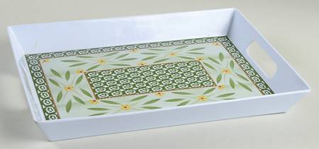 Old World Green 12" Rectangular Melamine Tray