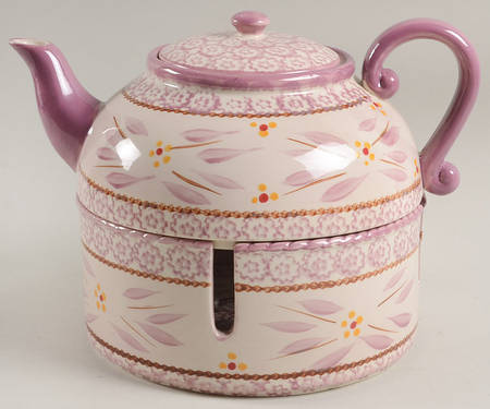 Old World Lilac Teapot & Warmer Stand