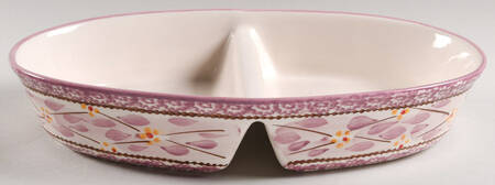 Old World Lilac 14" Oval Divided Baker