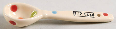 Polka Dot Cream 1/2 Teaspoon Ceramic Measuring Spoon