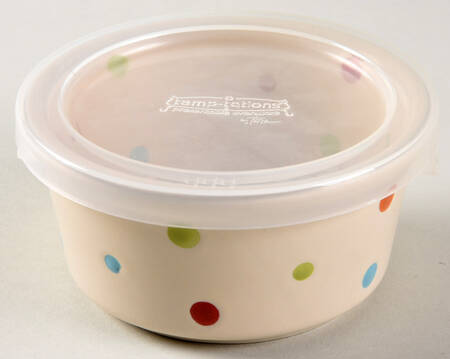 Polka Dot Cream Dip Bowl and Lid