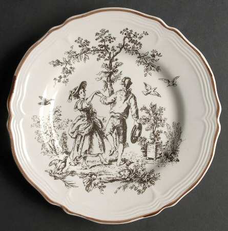 New England Toile Brown Salad Plate
