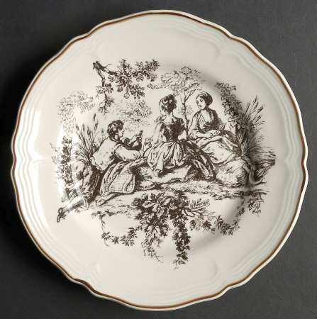 New England Toile Brown Salad Plate