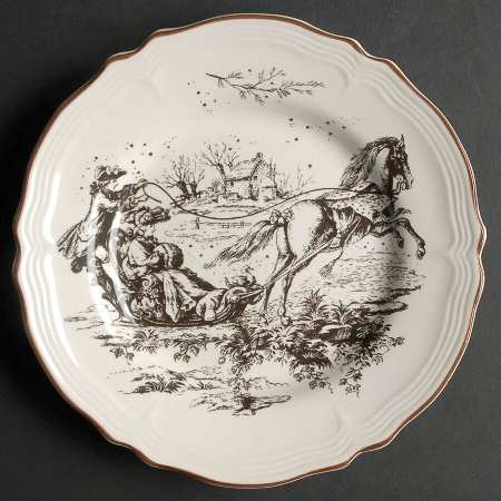 New England Toile Brown Salad Plate