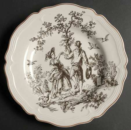 New England Toile Brown Dinner Plate