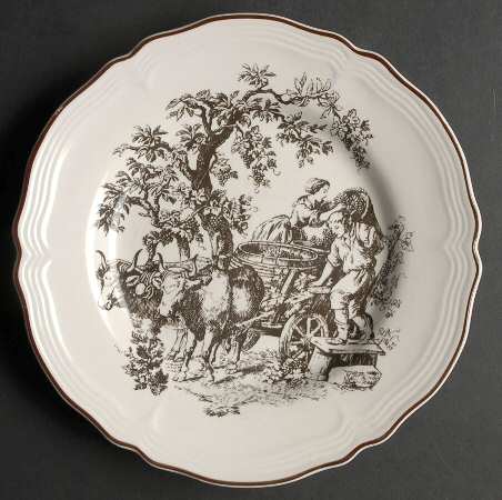 New England Toile Brown Salad Plate