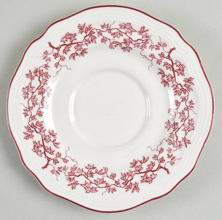 New England Toile Burgundy Saucer for Flat Cup