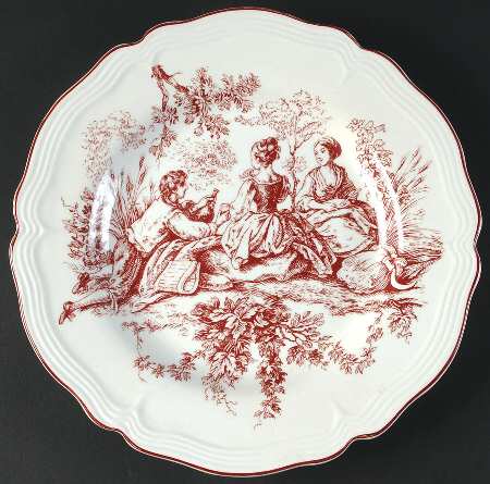 New England Toile Burgundy Dinner Plate