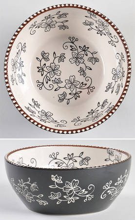 Floral Lace Black Deep Soup/Cereal Bowl