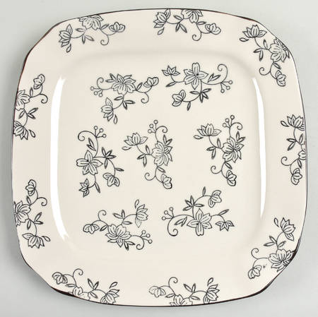 Floral Lace Black Square Dinner Plate by Temp-Tations
