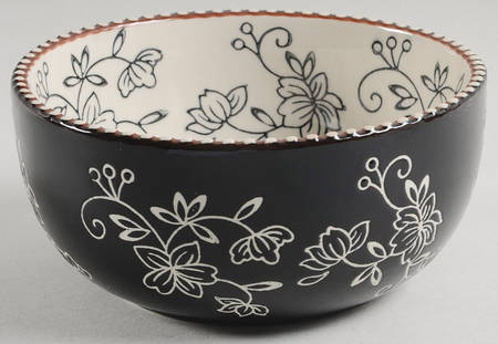 Floral Lace Black Soup/Cereal Bowl by Temp-Tations