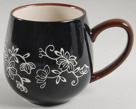 Floral Lace Black Mug