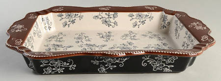Floral Lace Black 15" Rectangular Baker