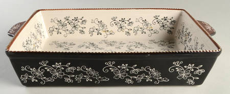 Floral Lace Black 15" Rectangular Baker