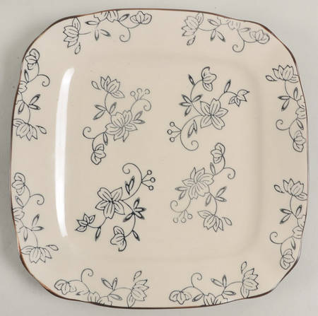 Floral Lace Black Square Salad Plate