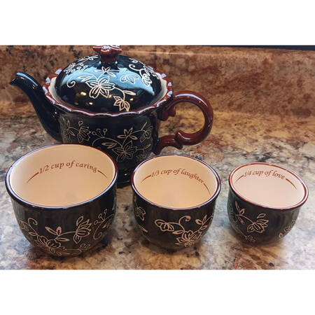 Floral Lace Black Measuring Cup Set &  Lid