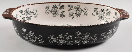 Floral Lace Black 13" Oval Baker