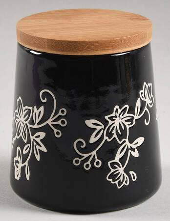 Floral Lace Black Sugar Bowl & Wood Lid (Centertaining Lazy Susan Set)