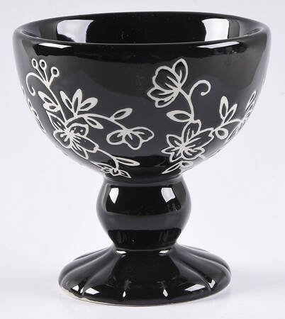Floral Lace Black Footed Dessert Bowl