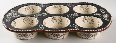 Floral Lace Black Metal Stand for Muffin Pan (Holds 6 Muffins)