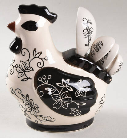 Floral Lace Black (4 Pc) Measuring Spoon Set & Holder