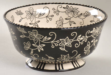 Floral Lace Black Soup/Cereal Bowl
