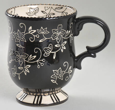 Floral Lace Black Footed Mug